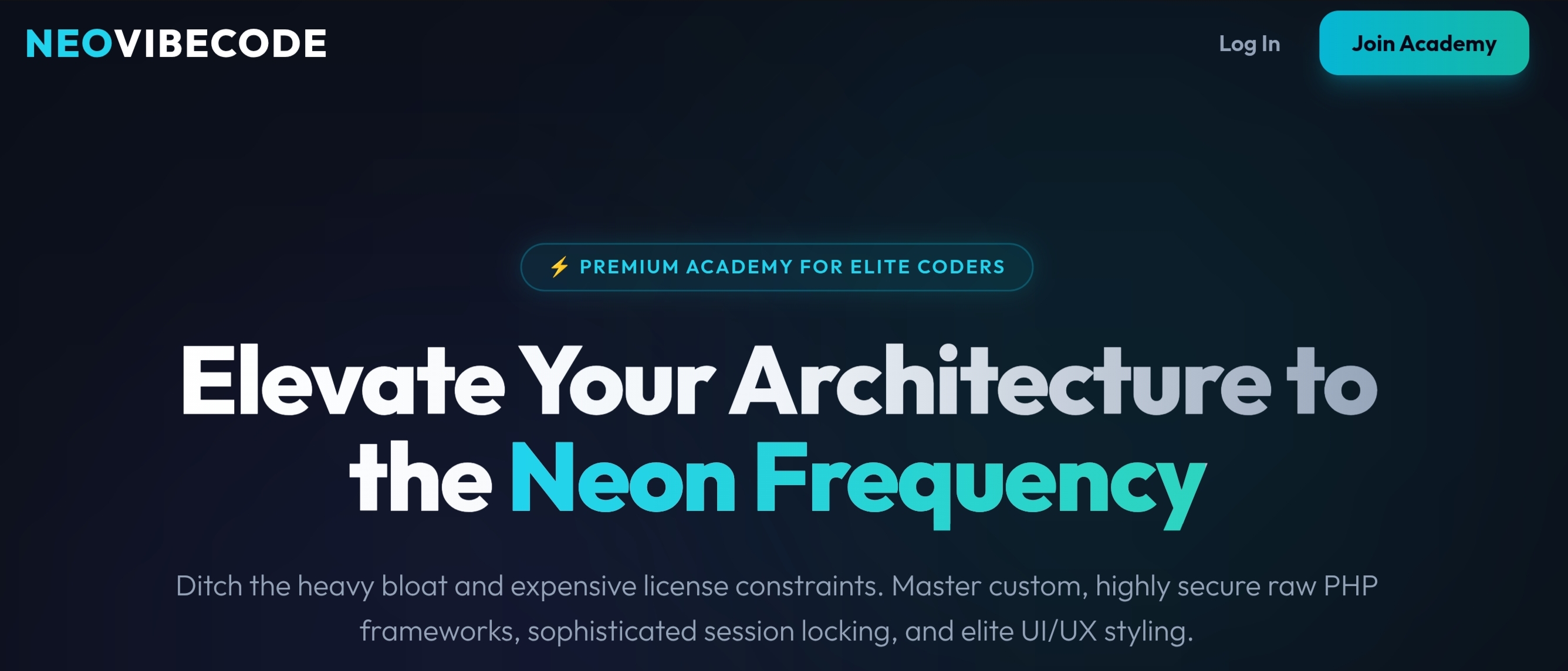 NeoVibeCode – Premium Full-Stack Coding Academy Landing Page